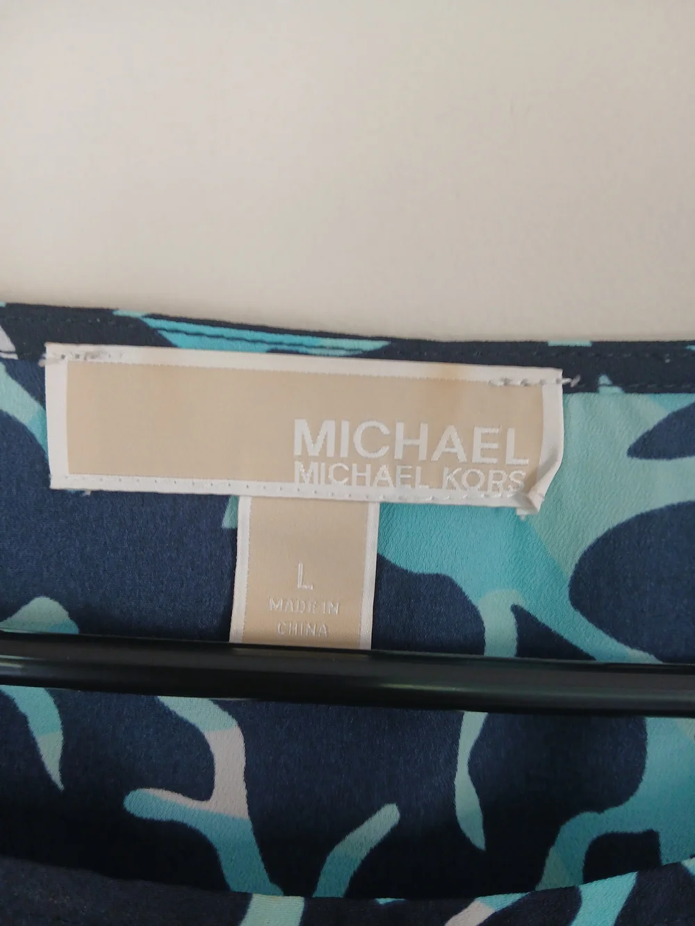 Michael Kors Navy Blue Coral-Print Tie-Hem Top